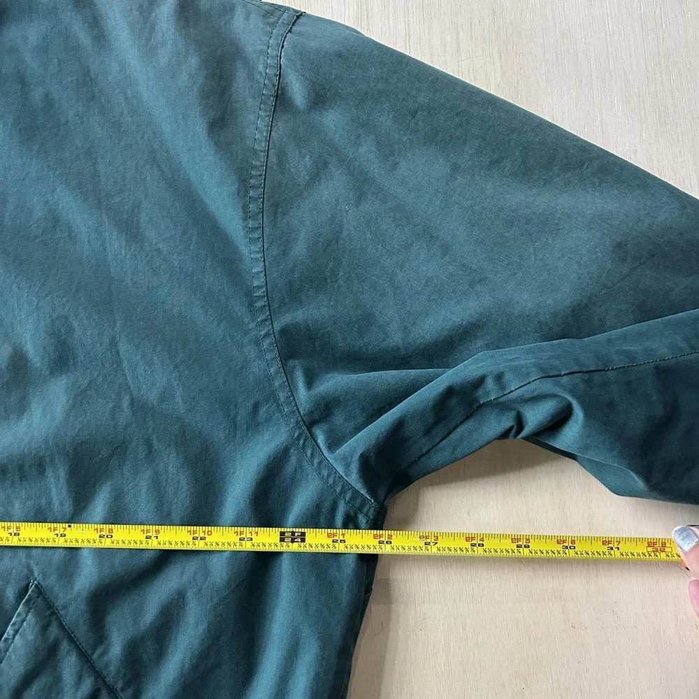 Vintage London Fog Jacket Mens XL Green Canvas Bomber Snap Pockets Collar